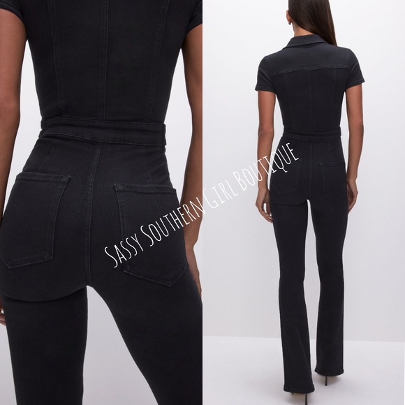 🆕⭐ GOOD AMERICAN black denim jumpsuit - Picture 7 of 12